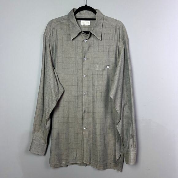 Ermenegildo Zegna shirt Large 100% cotton plaid button up long sleeve Italy